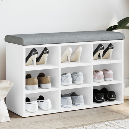 Shoe Bench White 82x32x50 cm Engineered Wood