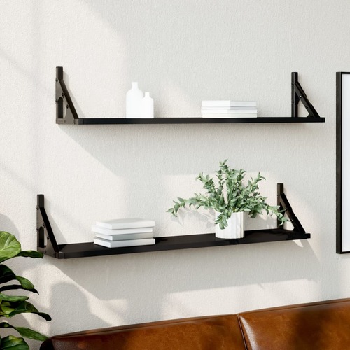 Wall Shelves 2 pcs Black 80x15x15.5 cm Engineered Wood