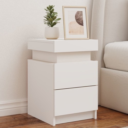Bedside Cabinets with LED Lights 2 pcs White 35x39x55 cm