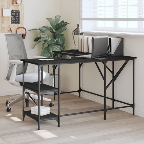 Desk Black 139x139x75 cm Engineered Wood