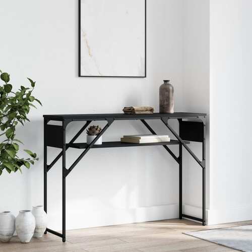 Console Table with Shelf Black 105x30x75cm Engineered Wood