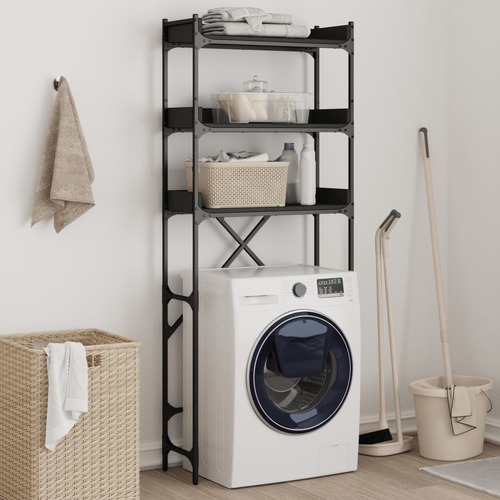 Washing Machine Shelf Black 67x25x163 cm Engineered Wood