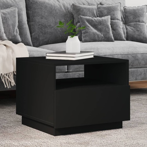 Coffee Table with LED Lights Black 50x49x40 cm