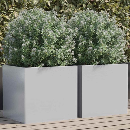 Planters 2 pcs Silver 42x40x39 cm Galvanised Steel