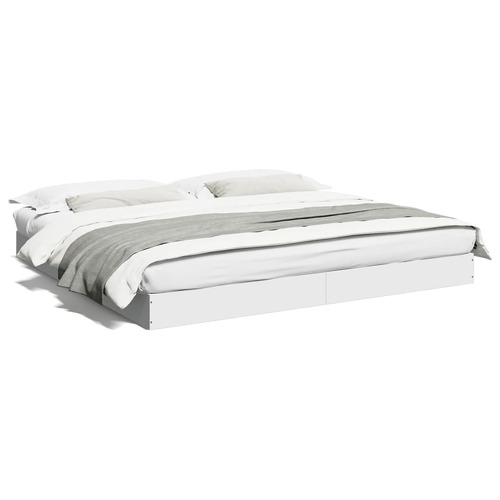 Bed Frame without Mattress White 183x203 cm King Engineered Wood