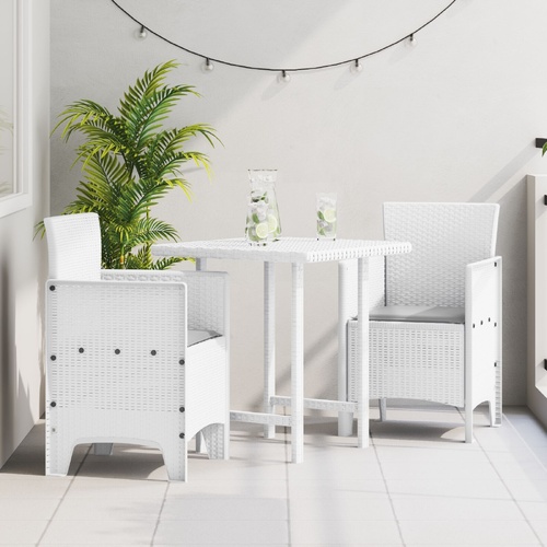 Garden Chairs with Cushions 2 pcs White Poly Rattan