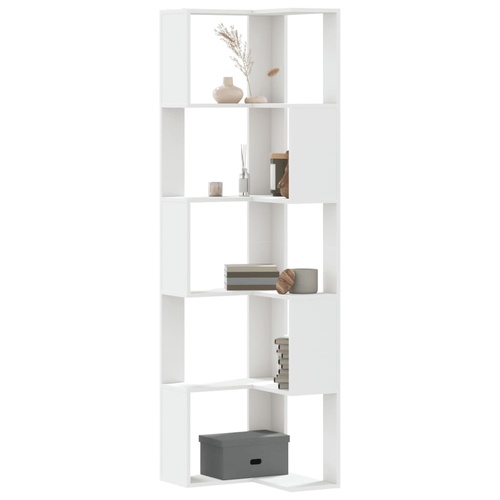 Corner Bookcase 5-Tier White 50x50x179 cm Engineered Wood