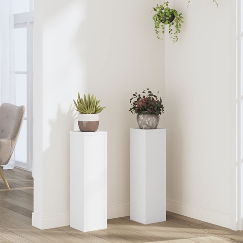 Plant Stands 2 pcs White 17x17x60 cm Engineered Wood