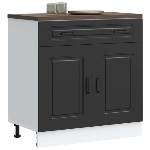 Kitchen Base Cabinet "Kalmar" Black Engineered Wood