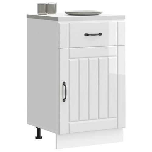 Kitchen Base Cabinet "Lucca" High Gloss White Engineered Wood
