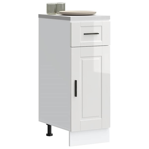 Kitchen Base Cabinet "Porto" High Gloss White Engineered Wood