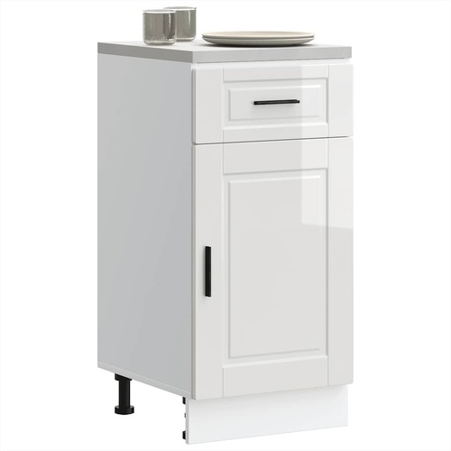 Kitchen Base Cabinet "Porto" High Gloss White Engineered Wood
