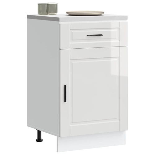 Kitchen Base Cabinet "Porto" High Gloss White Engineered Wood