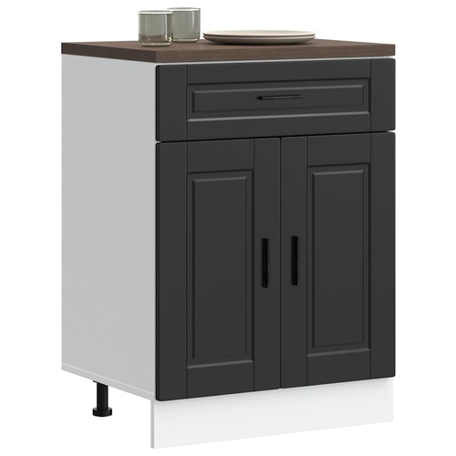 Kitchen Base Cabinet "Porto" Black Engineered Wood