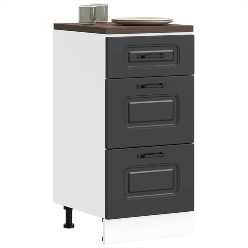 Kitchen Base Cabinet "Kalmar" Black Engineered Wood