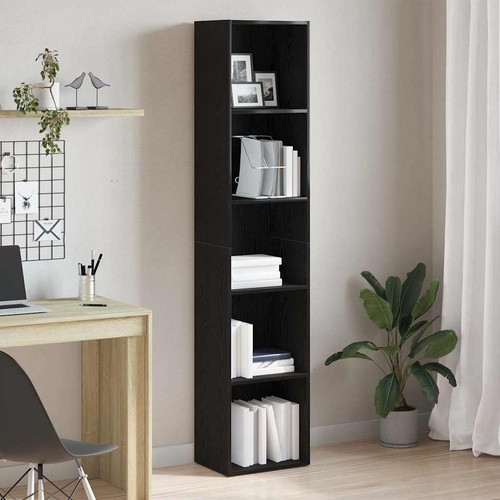 Book Cabinet Black Oak 40x30x189 cm Engineered Wood