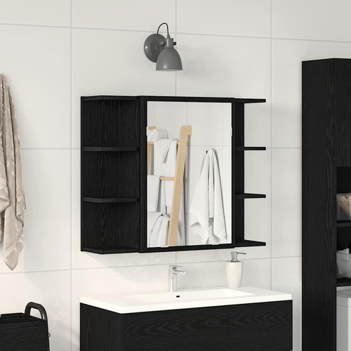 Mirror Cabinet Black Oak 80 x 20,5 x 64 cm Engineered Wood