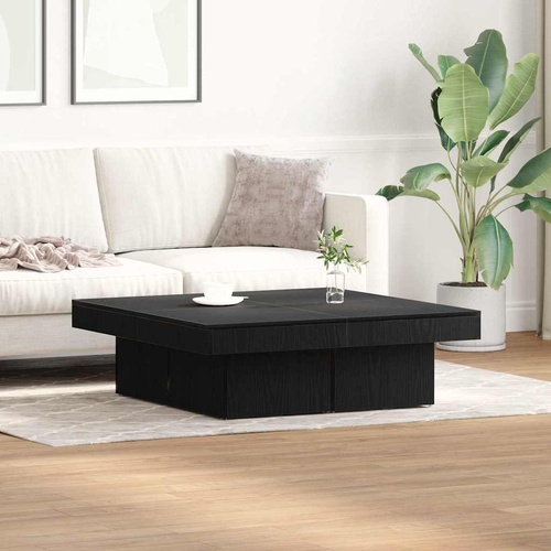 Coffee Table Black Oak 90 x 90 x 28 cm Engineered Wood
