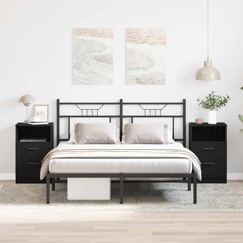 Bedside Cabinet 2 pcs Black Oak 40 x 35 x 65 cm Engineered Wood