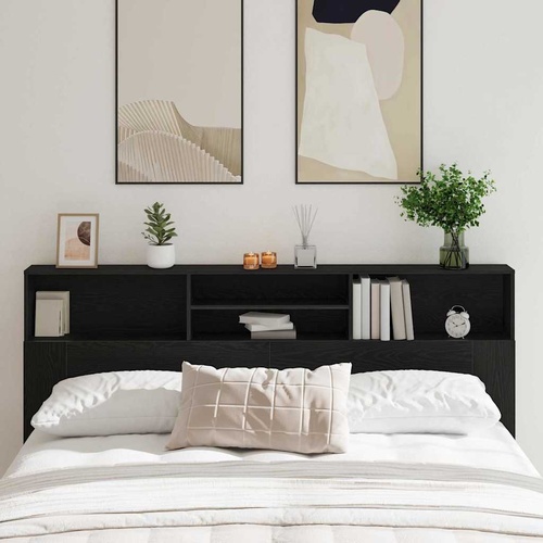 Headboard Cabinet Black Oak 200 x 19 x 103,5 cm Engineered Wood