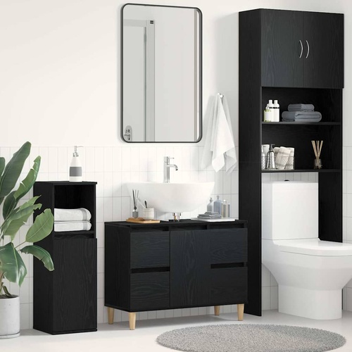 Bathroom Sink Cabinet Black Oak 80 x 33 x 60 cm Engineered Wood