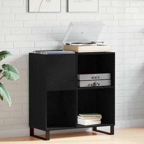 Record Cabinet Black oak 85 x 38 x 89 cm Engineered Wood