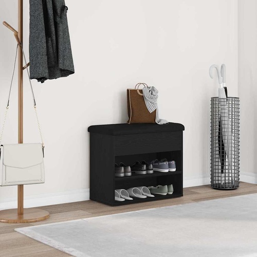 Shoe Bench with Storage Black 60 x 30 x 48 cm Engineered wood