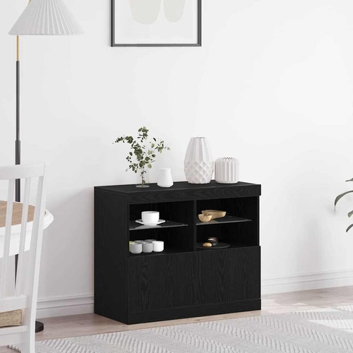 LED Sideboard Black 81 x 37 x 66.5 cm Engineered Wood