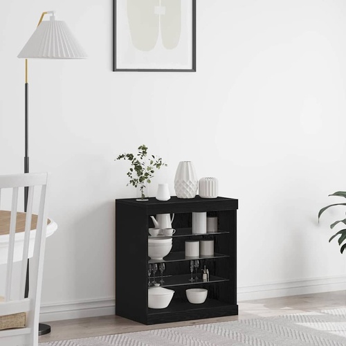 LED Sideboard Black Oak 60,5 x 37 x 67 cm Engineered Wood