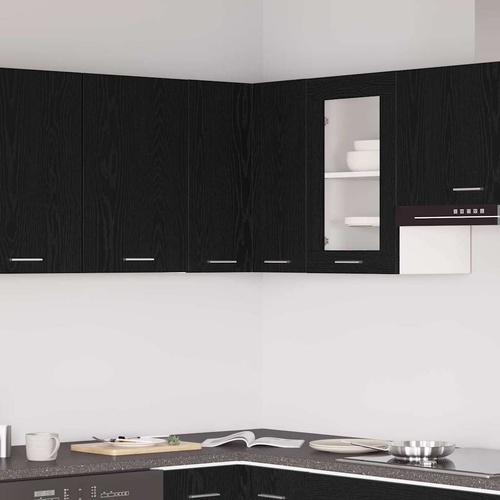 Hanging Corner Cabinet with Shelf Black oak 57 x 57 x 60 cm