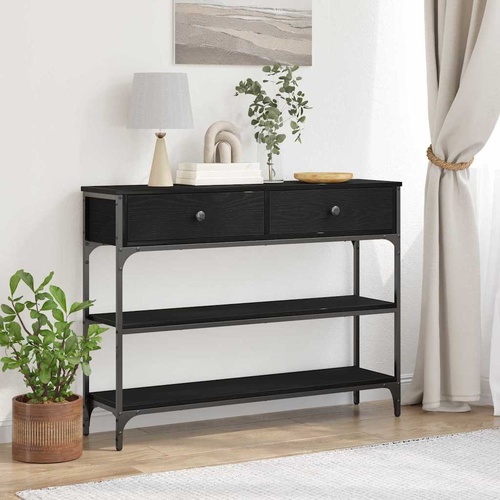 Console Table Black Oak 72.5 x 25 x 75 cm Engineered Wood