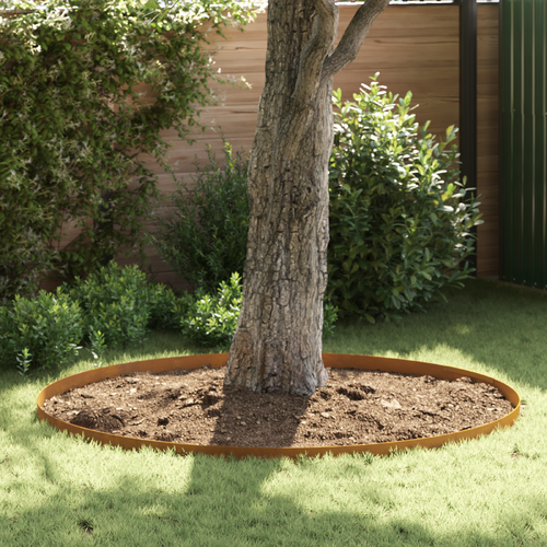 Lawn Edging 4 pcs Rusty 450 x 0.05 x 15 cm Weathering Steel