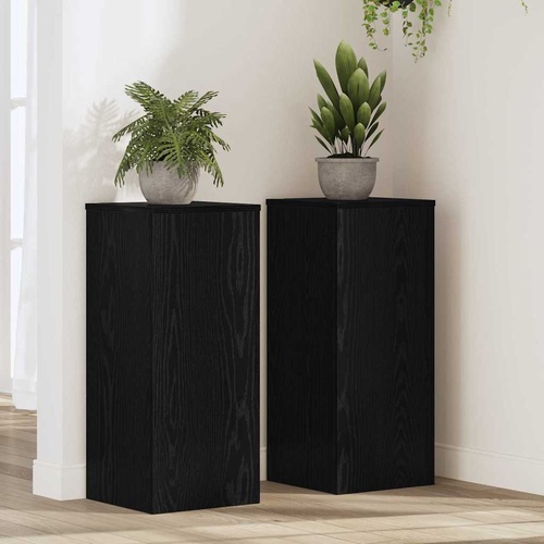 Plant Stand 2 pcs Black Oak 30 x 30 x 70 cm Engineered Wood