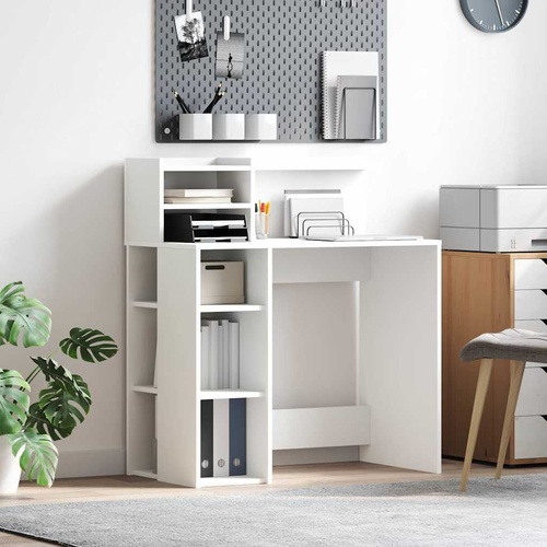 Desk with Shelf White 90 x 48 x 101,5 cm Engineered Wood