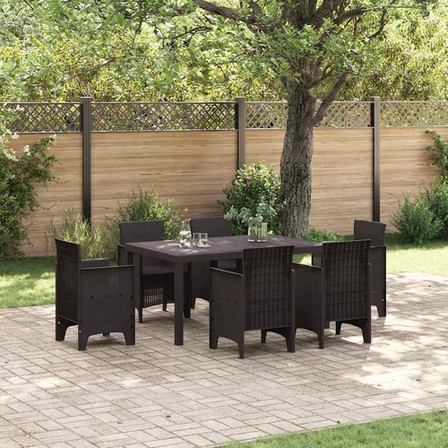 Brown Garden Table - 150x100x73 cm Poly Rattan