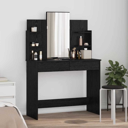 Dressing Table with Mirror Black Oak 96 x 39 x 142 cm