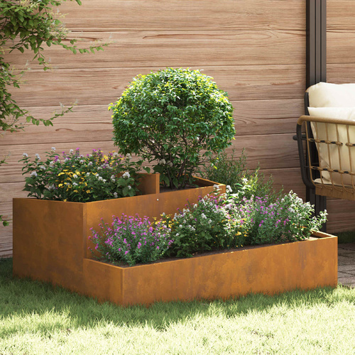 Garden Planter Brown 100 x 100 x 50 cm Weathering Steel