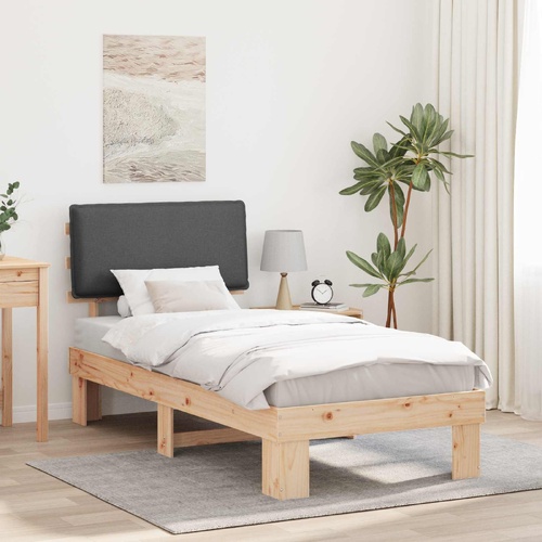Bed Frame with Upholstered Headboard Dark Grey 90 x 190 cm