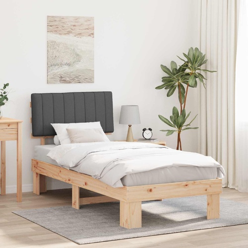 Bed Frame with Upholstered Headboard Dark Grey 90 x 190 cm