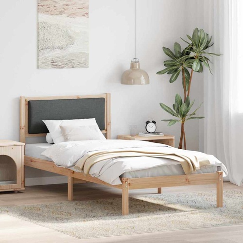 Bed Frame with Headboard Dark Grey 90 x 190 cm Solid Pine Wood