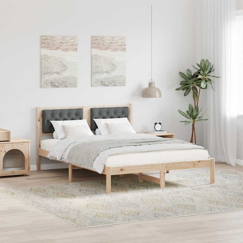 Bed Frame with Headboard Dark Grey 150 x 200 cm Fabric