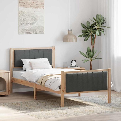 Bed frame Brown and dark grey 90 x 190 cm Solid pine wood