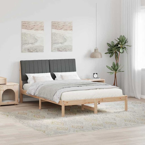 Bed Frame with Headboard Brown 135 x 190 cm Solid Pine Wood