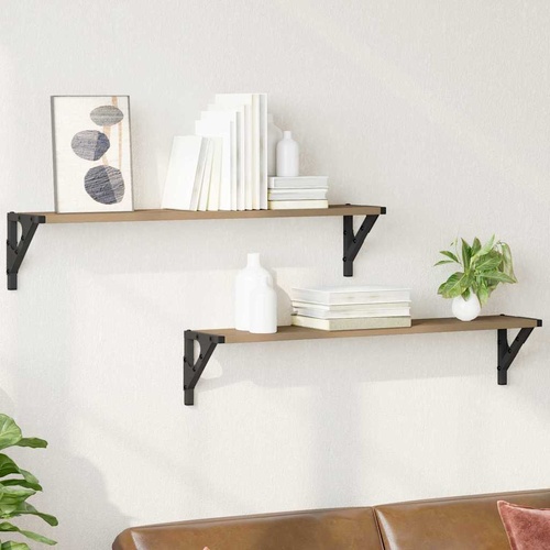 Wall Shelves with Shelf 2 pcs Artisan Oak 80 x 15 x 15,5 cm
