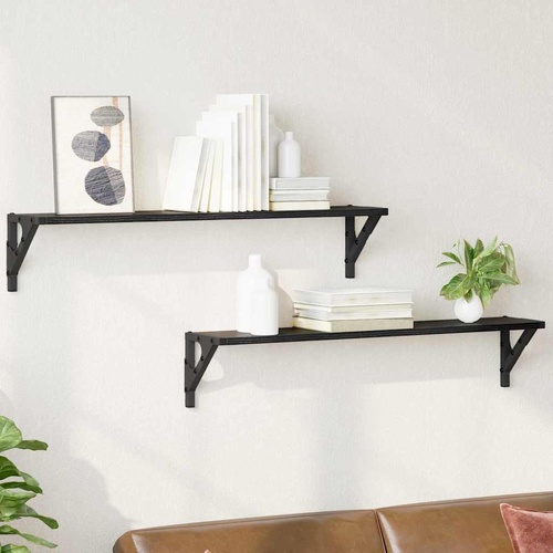Wall Shelves 2 pcs Black Oak 80 x 15 x 15,5 cm Engineered Wood
