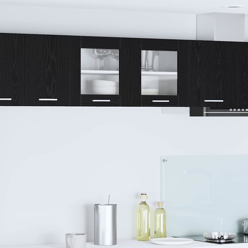 Hanging Cabinet with Door Black Oak and White 80 x 31 x 40 cm