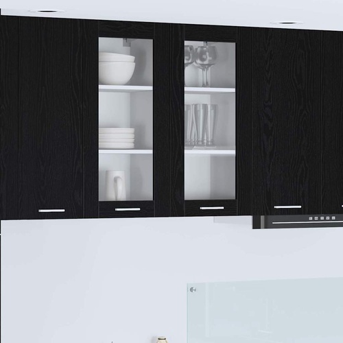 Hanging Cabinet 2 pcs Black Oak 40 x 31 x 80 cm Engineered Wood