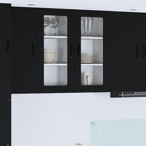 Kitchen Cabinet 2 pcs Black 40 x 31 x 80 cm Engineered Wood