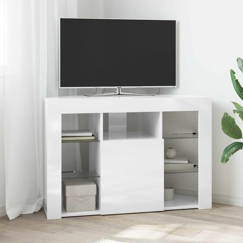 Corner LED TV Cabinet High gloss White 104 x 40 x 68 cm