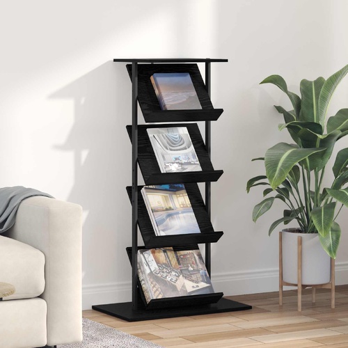 Magazine Rack Black Oak 68 x 40 x 123.5 cm Engineered Wood